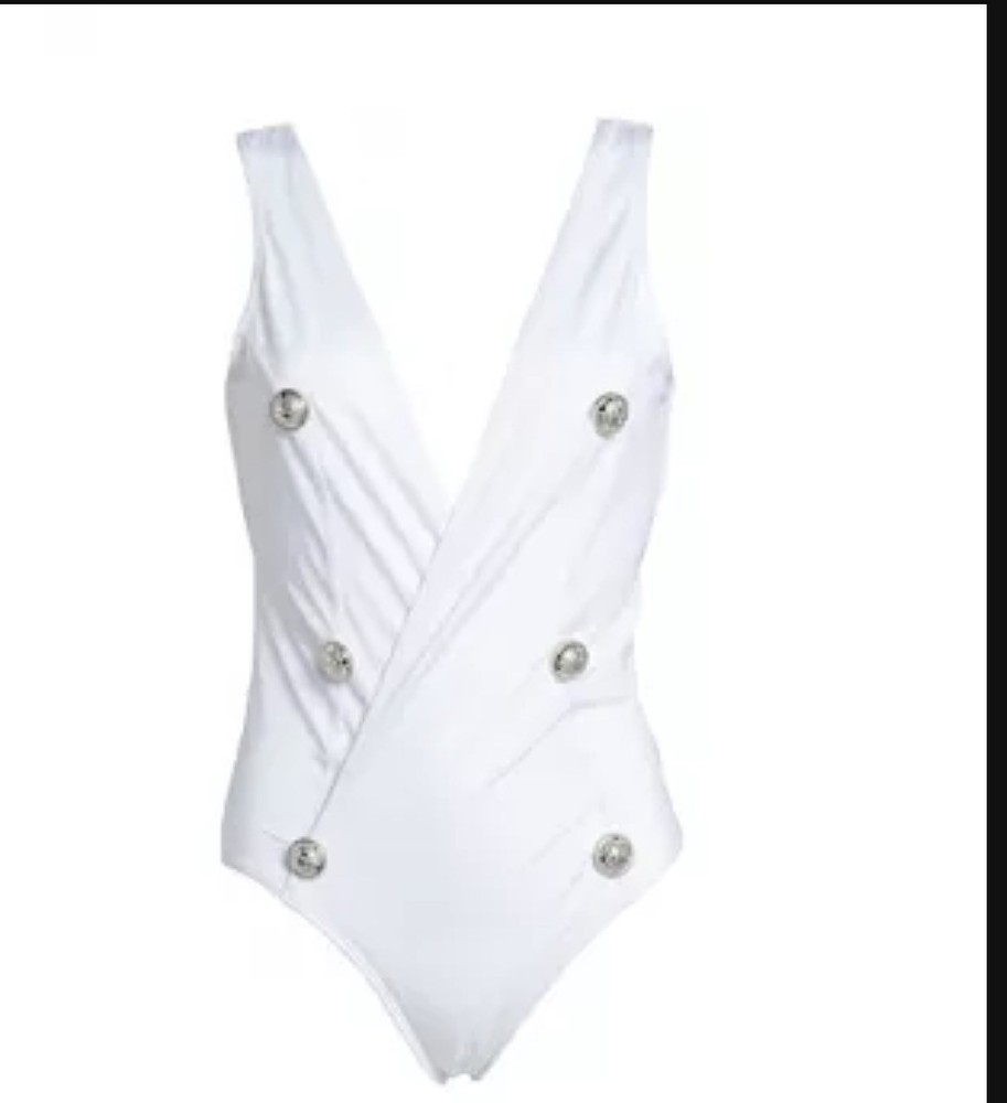 Balmain White One Piece Swimsuit
