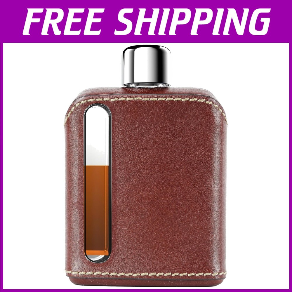 Stylish Glass Hip Flask for Men & Women - Dark Brown