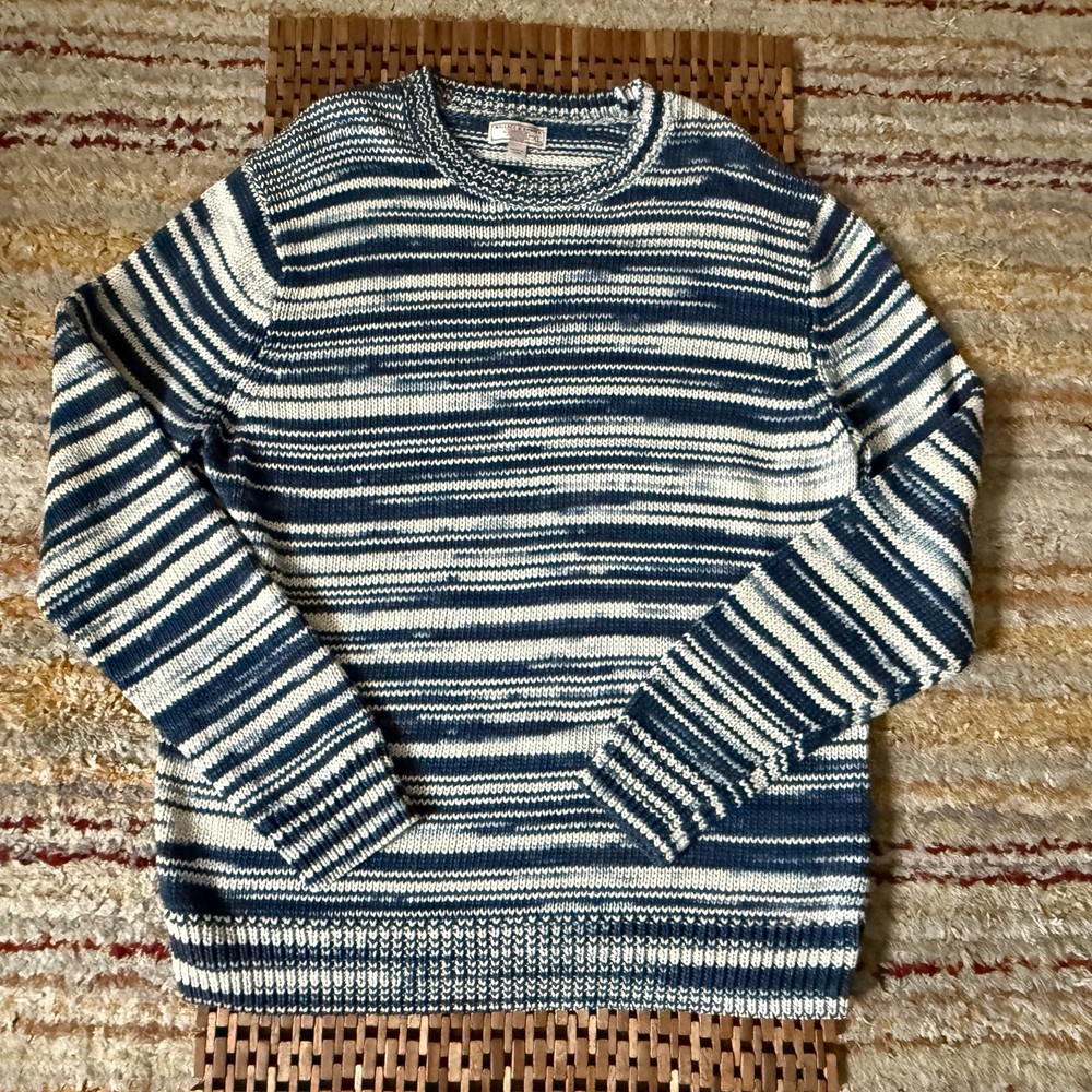 J. CREW Wallace & Barnes Crew Neck Chunky Knit Fishermen Sweater Blue Men's XL