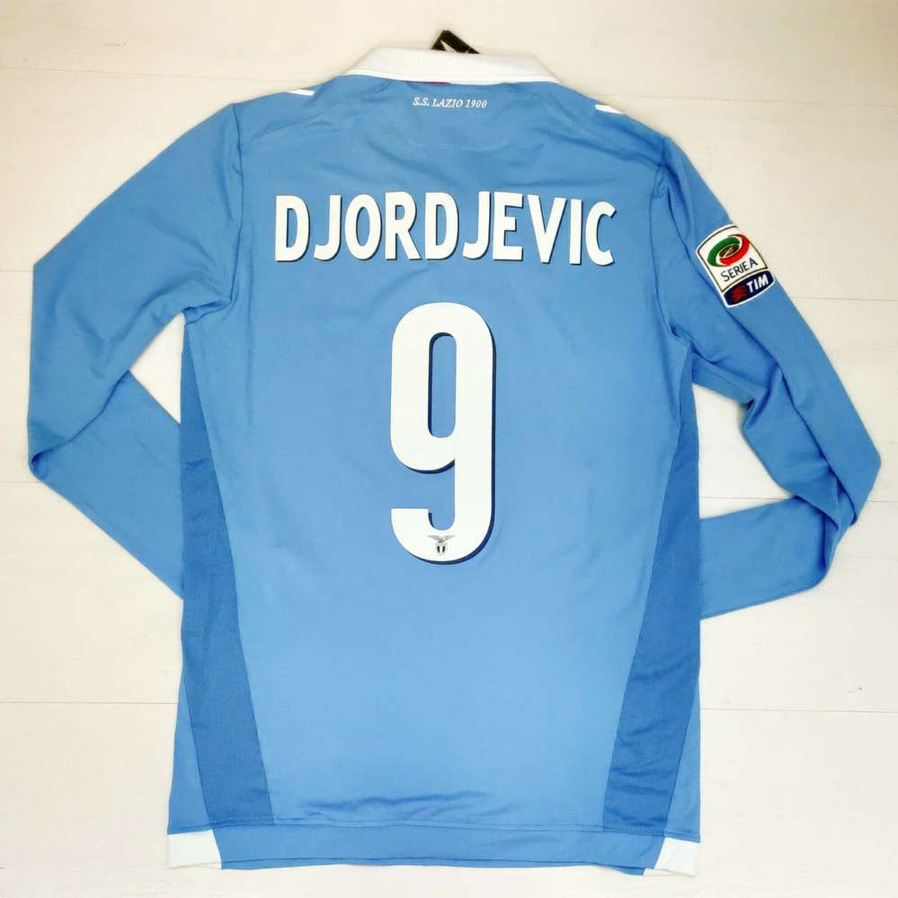 6648 Macron Ss Lazio Djordjevic 9 Home Match Jersey Football Long Sleeves 2014