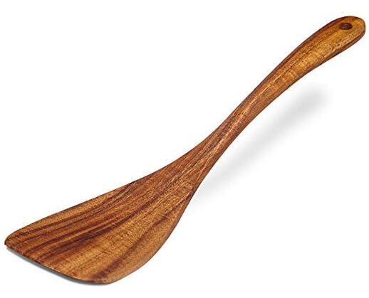 Wooden Spatula Wooden Turner Acacia Wood,Long Handle Flat 12 Inch Spatula-RIGHT