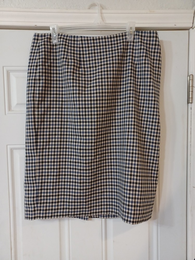 PENDLETON Womens Sz 16 Blue Plaid 100% Virgin Wool Skirt Made in USA