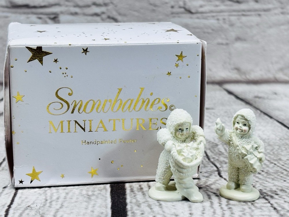 Dept 56 Snowbabies Miniatures With Hugs & Kisses Pewter Figurines Set of 2
