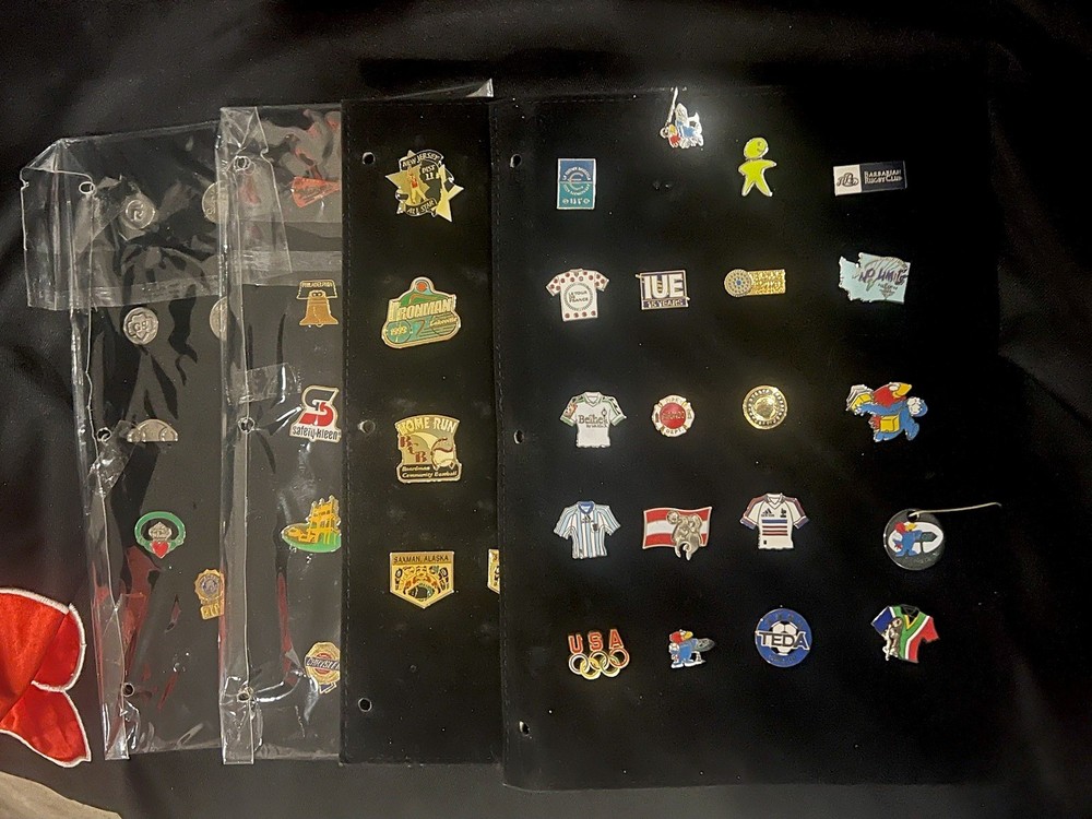 80pc Sample Book Lapel Pin Lot – Flats Brooch Pendant Sports Corp Travel Promo