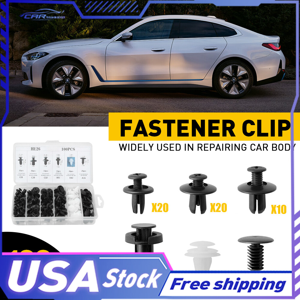 Parts Car Body Plastic Bumper Fender Tool Trim Retainer Clips Fastener Kit 100Pc