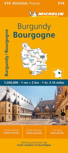 Burgundy Michelin Regional Map 519 Folded Travel Road Map by Michelin