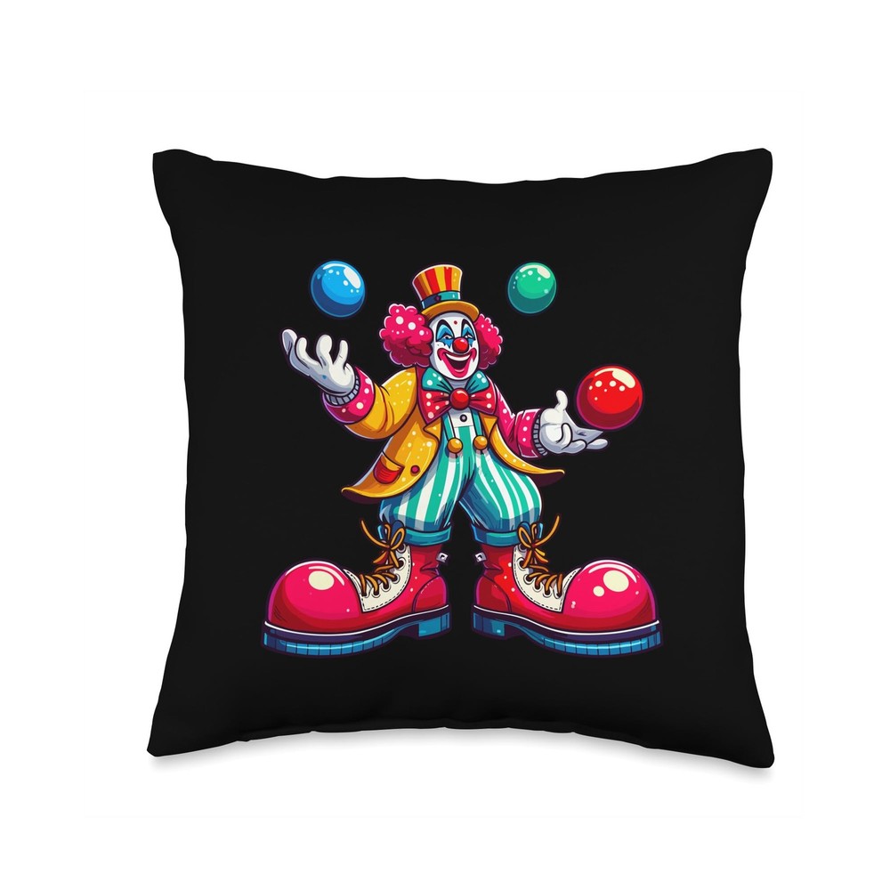 Clown Juggler Balls Circus Halloween Birthday Party Throw Pillow Decorative Cushion