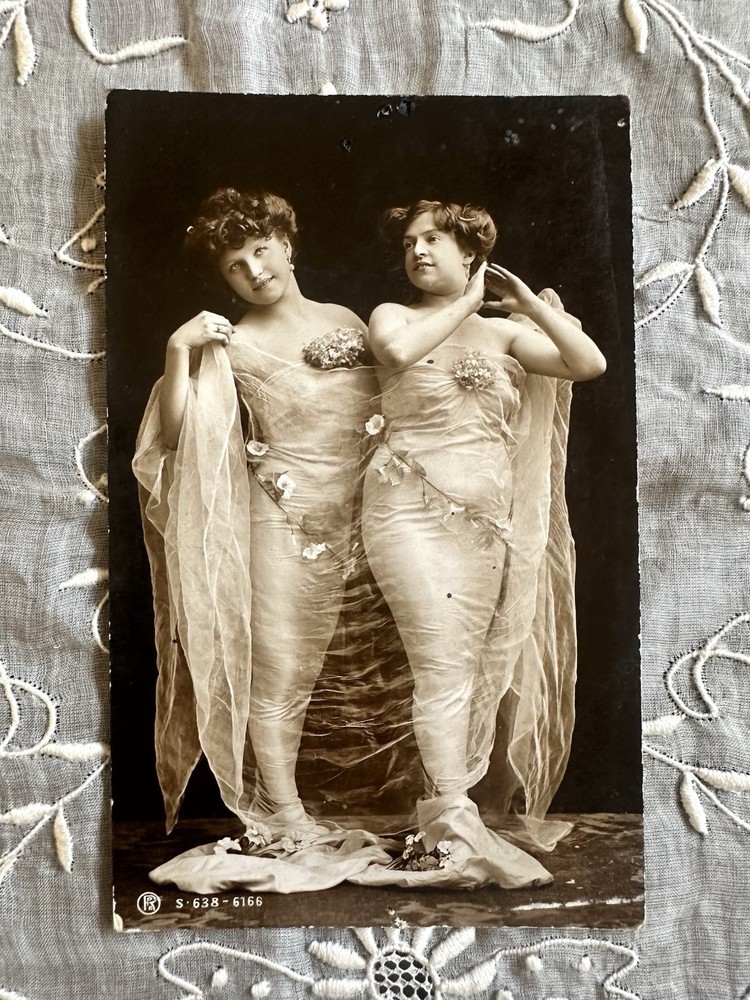 Antique 1900s mermaid dress risque performer ladies RPPC photo postcard