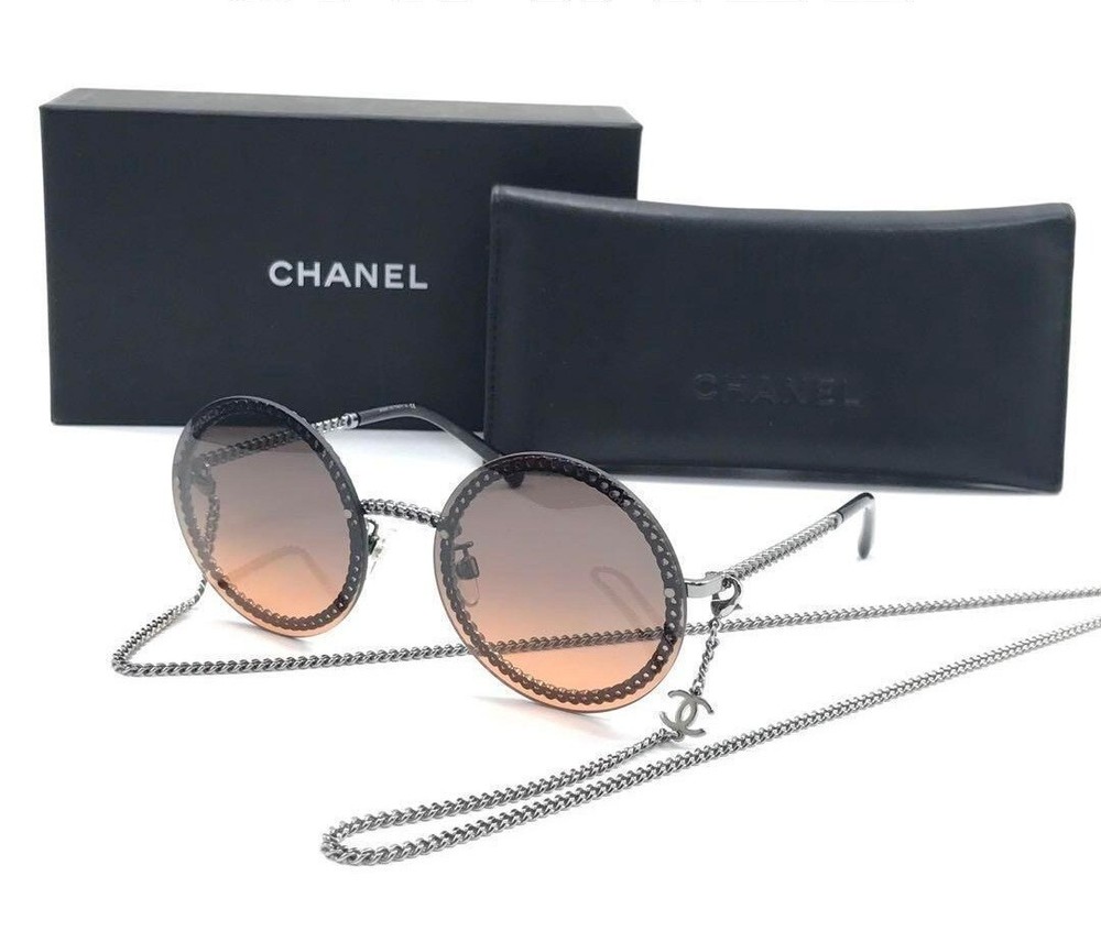 CHANEL 4245 Silver Chain Frame Sunglasses with Coco Mark