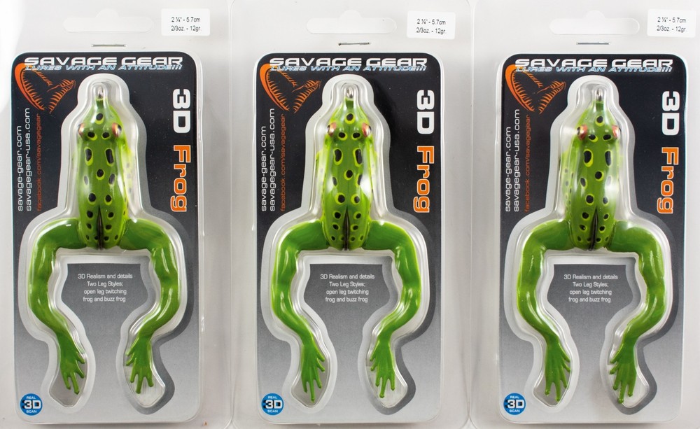 (LOT OF 3) SAVAGE GEAR 3D FROG 2-1/4