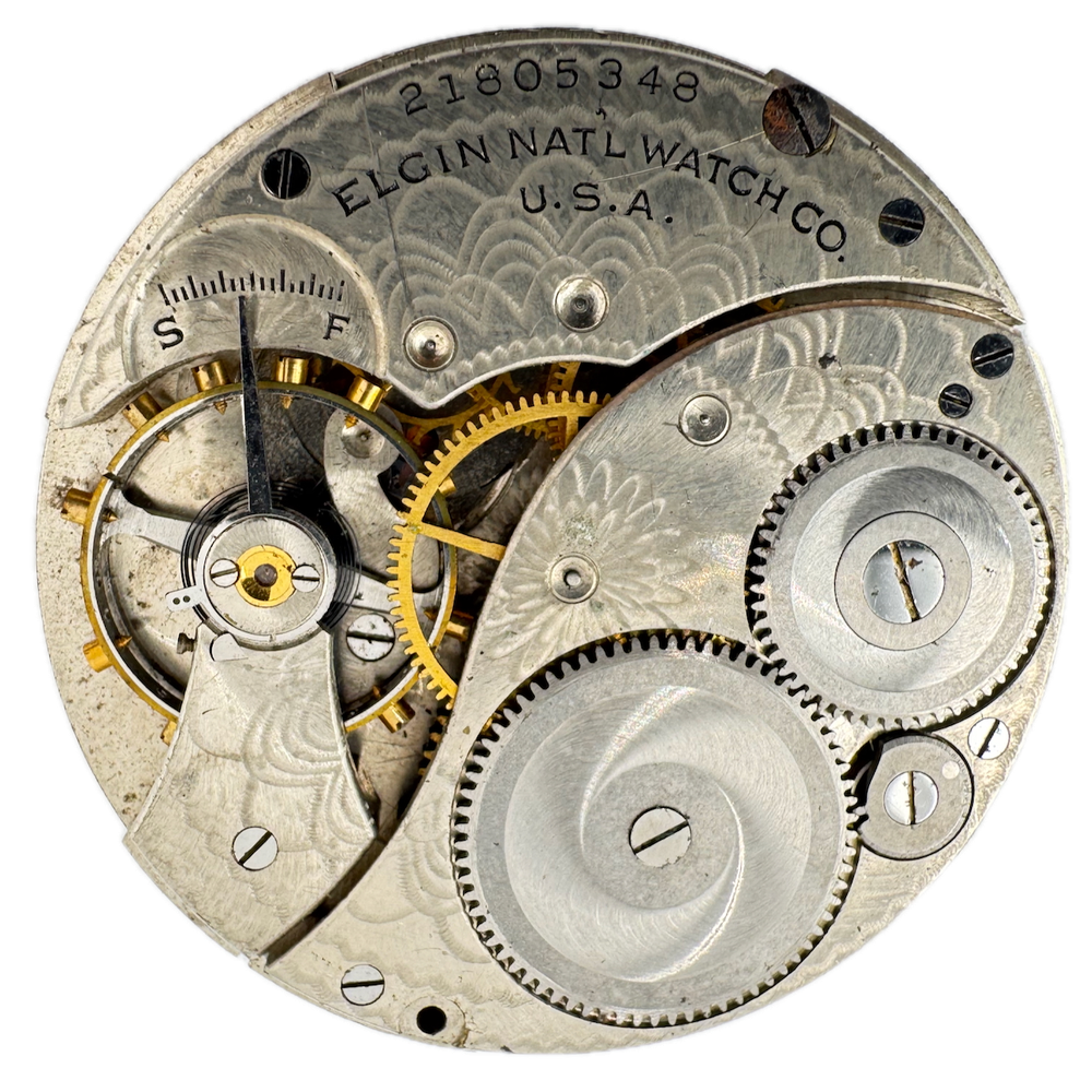 Antique 12s 1919 Elgin 7 Jewel Mechanical Hunter Pocket Watch Movement 301 USA