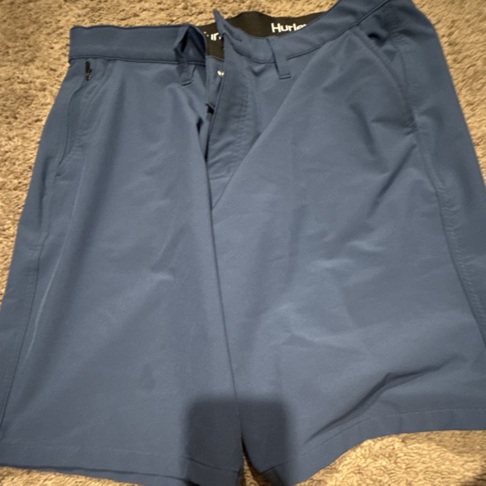 Hurley Men's Blue Board Shorts Size 36 Mesh Lining Pockets Solid Swim