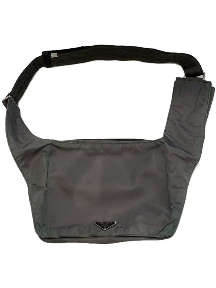 RARE PRADA Nylon Shoulder Bag KHK Black