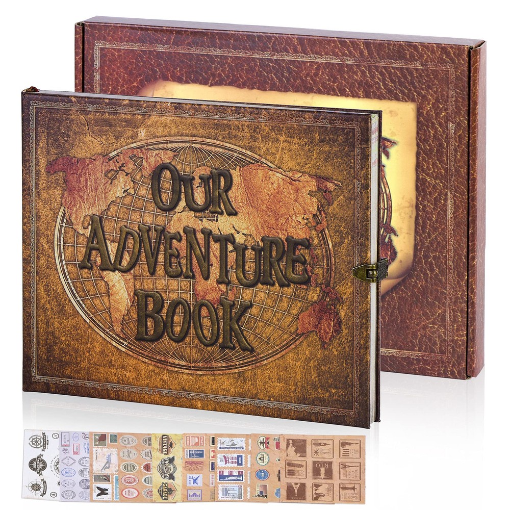 Adventure Book Scrapbook Travel Diary Photo Book with Embossed Letter Cover -...