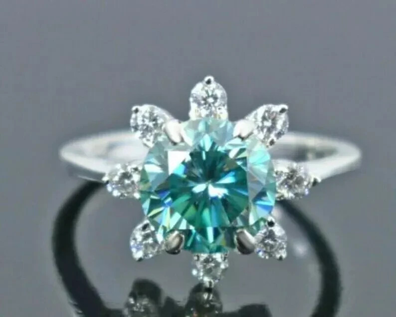 RARE 5.00 Ct Certified Lovely Treated Blue Diamond Solitaire Ring In 925 Silver