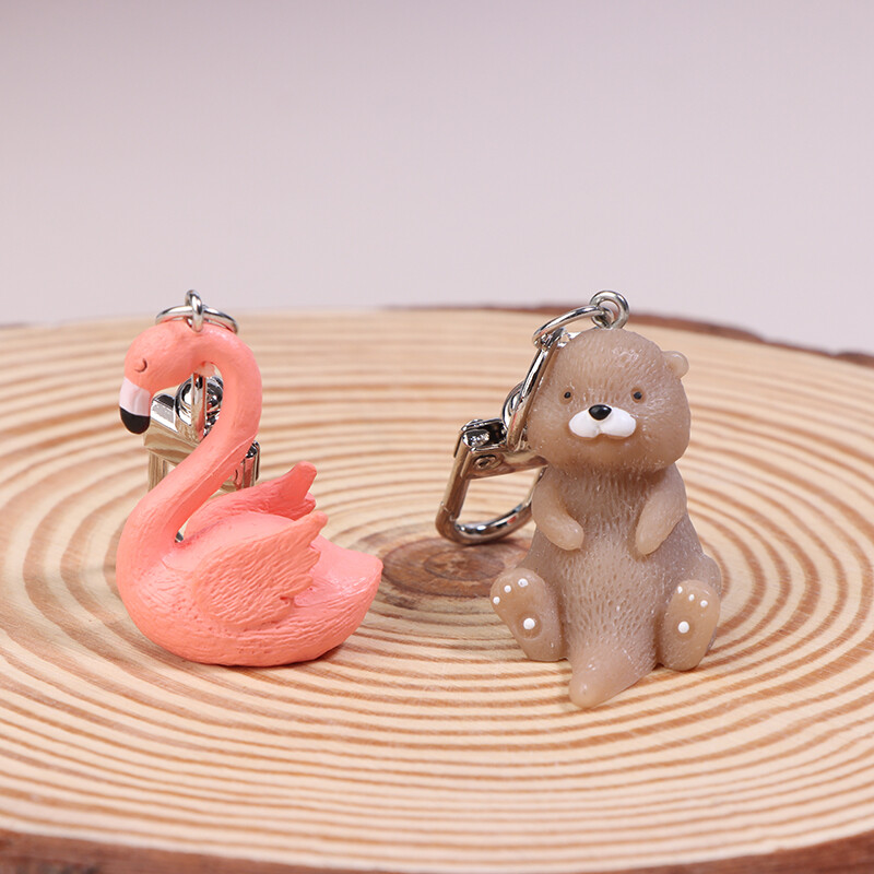 Cute 3D Otter Koala Flamingo Animal Keychains Cartoon Pendant Bag AccessoriJO