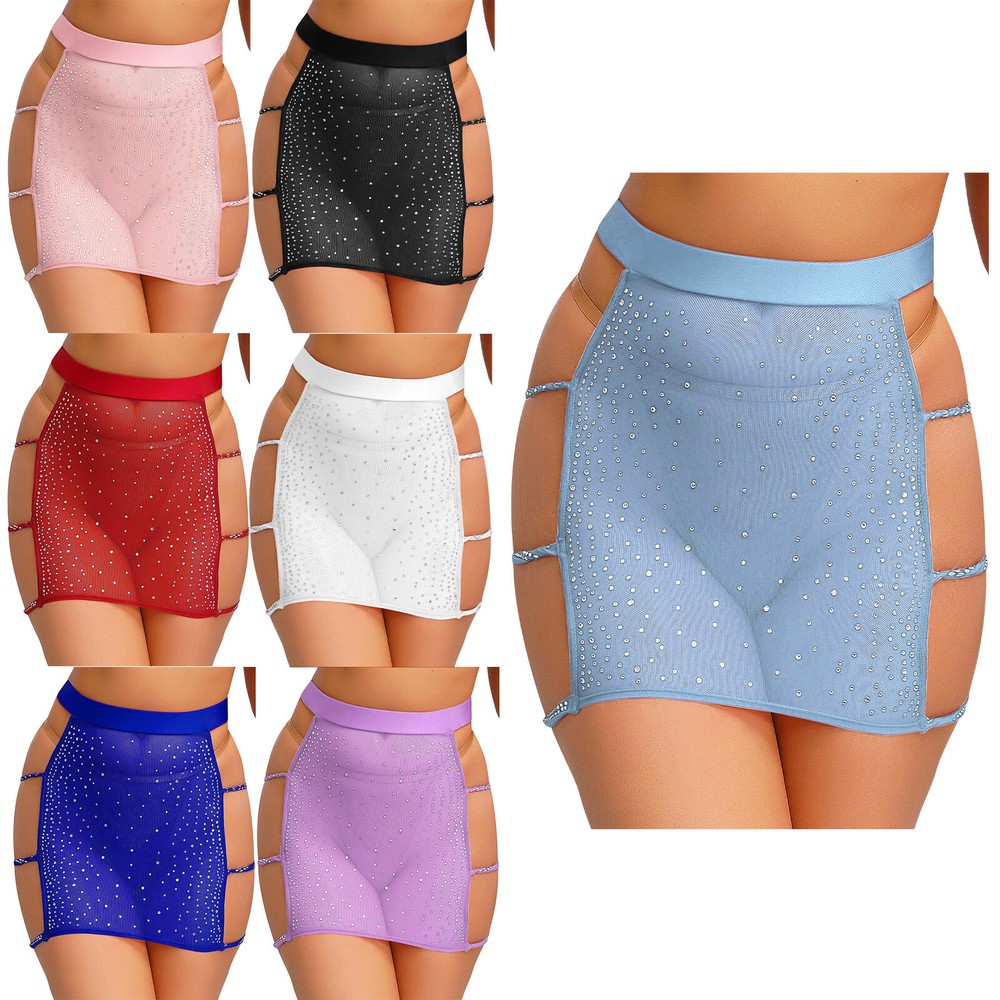 Metallic wet look faux leather mini skater skirt for women clubwear