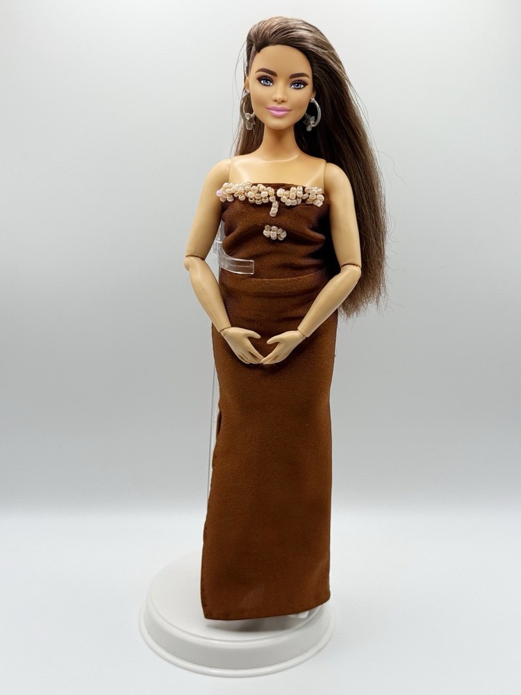 Hand-sewn Beaded Tube Maxi Dress For Curvy Barbie Doll