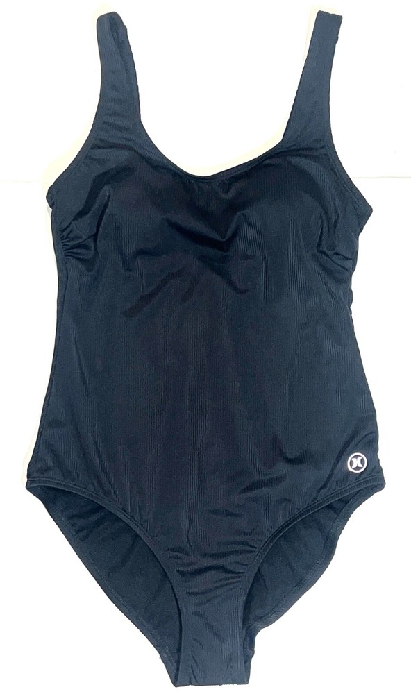 Hurley Black Ribbed UPF 50+ One-Piece Swimsuit for Women HSO128