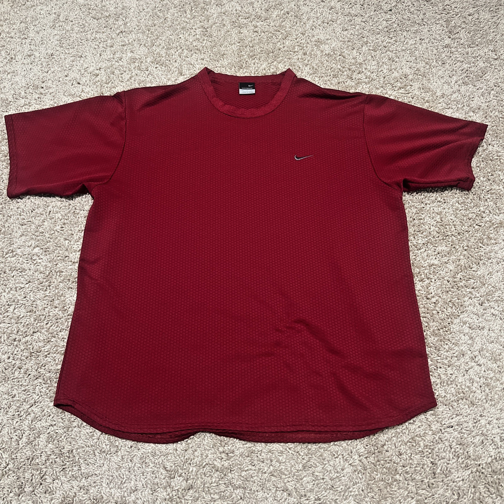 Vtg Nike Sphere Dry Men’s XL Shirt Red Textured Running Workout Dri-Fit Waffle