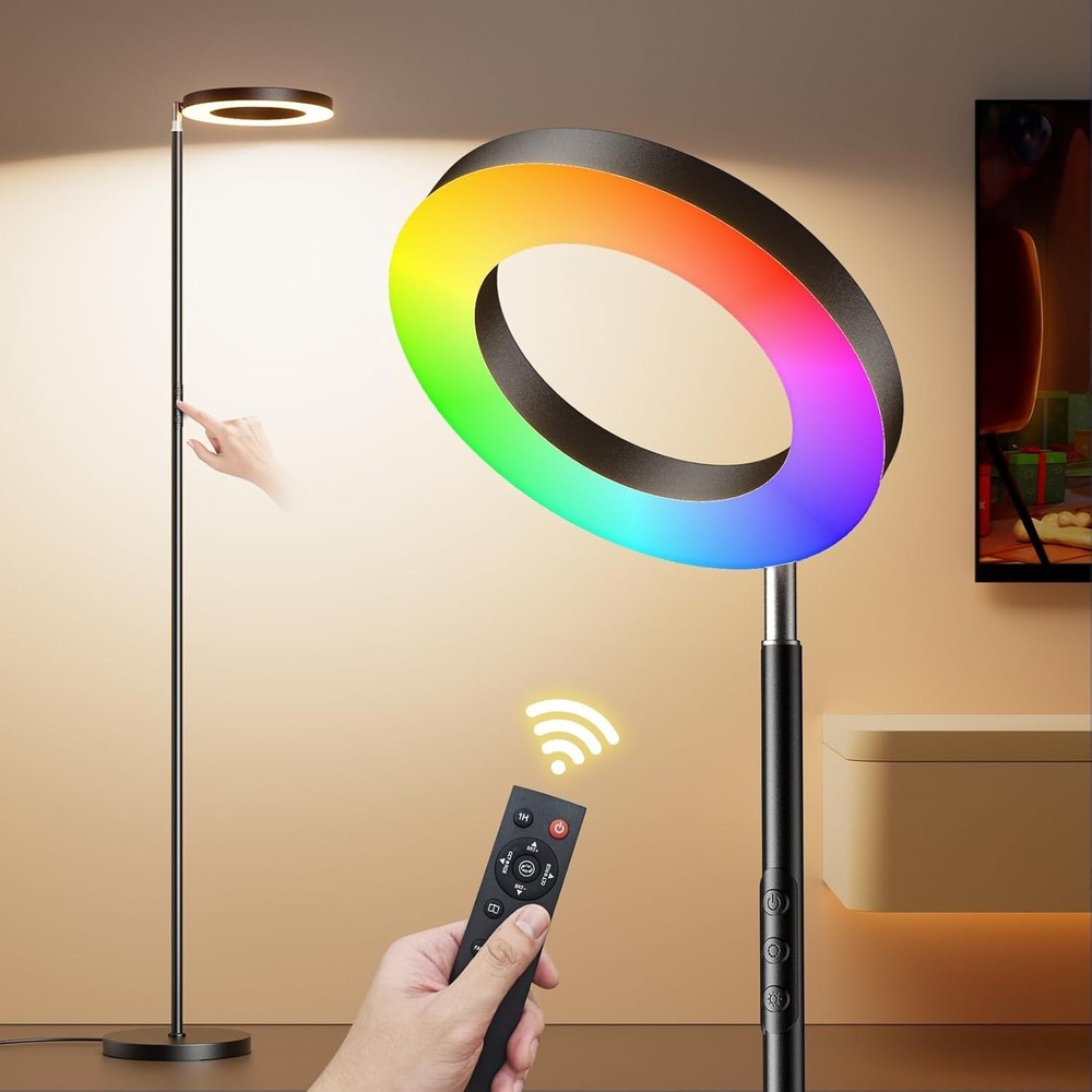 RGB Floor Lamp, 32W Bright LED Standing Lamp with Remote, Stepless Dimmable, Mod