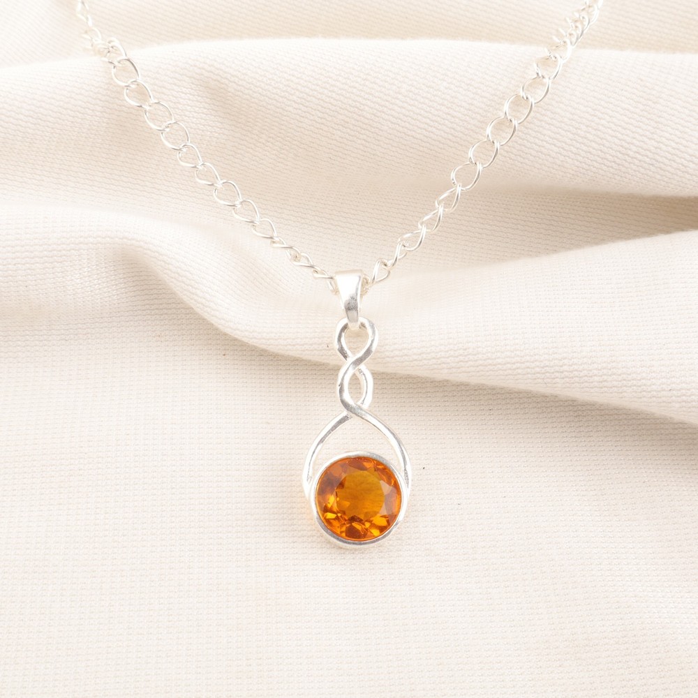 Valentines Citrine 925 Silver November Birthstone Pendant for Her