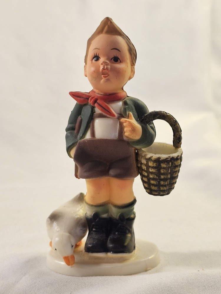 Vintage Hummel Boy Figurine Holding Basket with Ducks