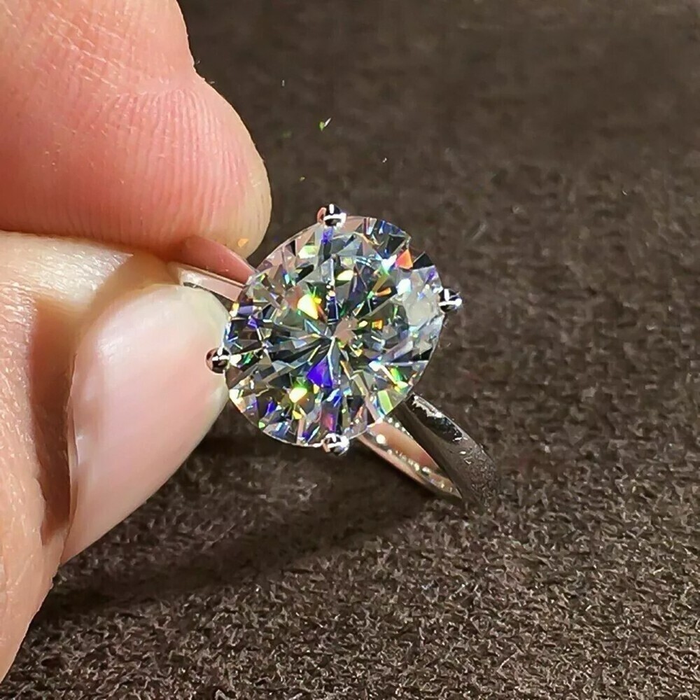 16.10 Ct Blue Treated Diamond Solitaire Ring 925 Silver Jewelry Gift