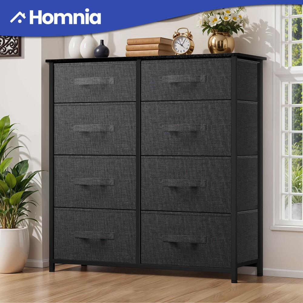 Gray 8-Drawer Tall Dresser - Bedroom Storage Cabinet & Closet Organizer