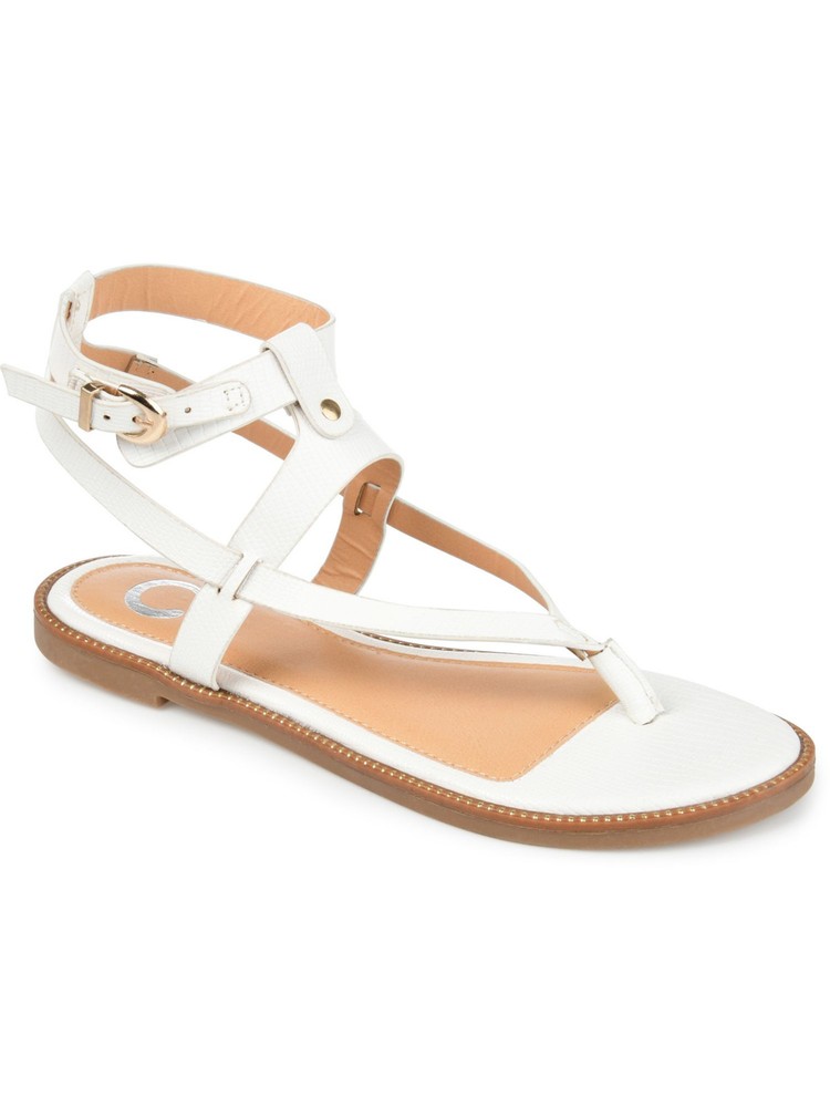 JOURNEE COLLECTION Womens White Tangie Round Toe Thong Sandals Shoes 8.5