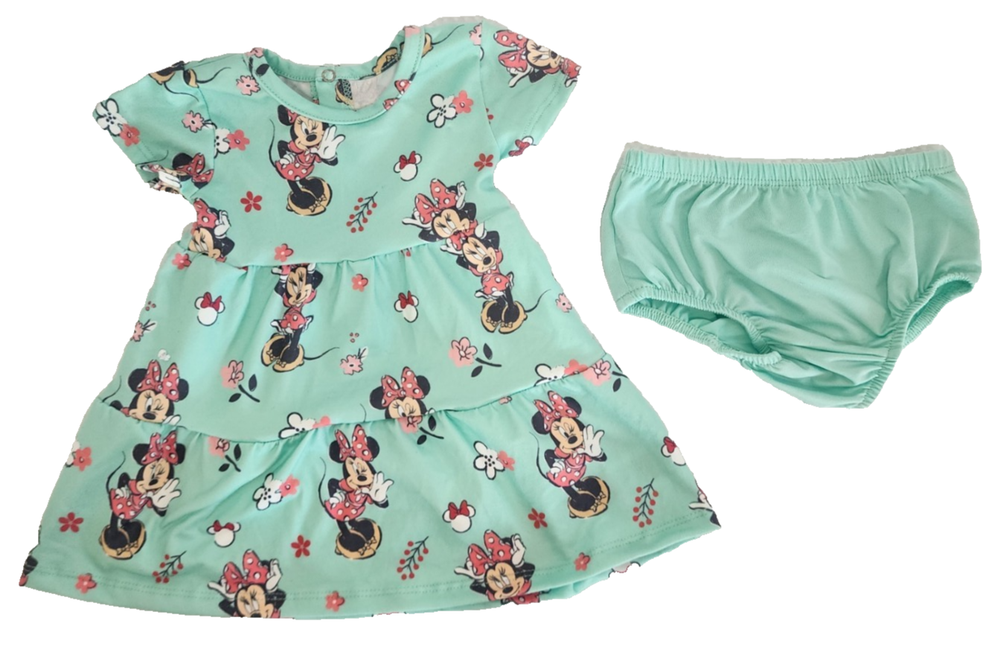 🏰 Disney Baby Minnie Mouse Dress w/ Bloomers – Size 3 Months – Aqua Green NWOT