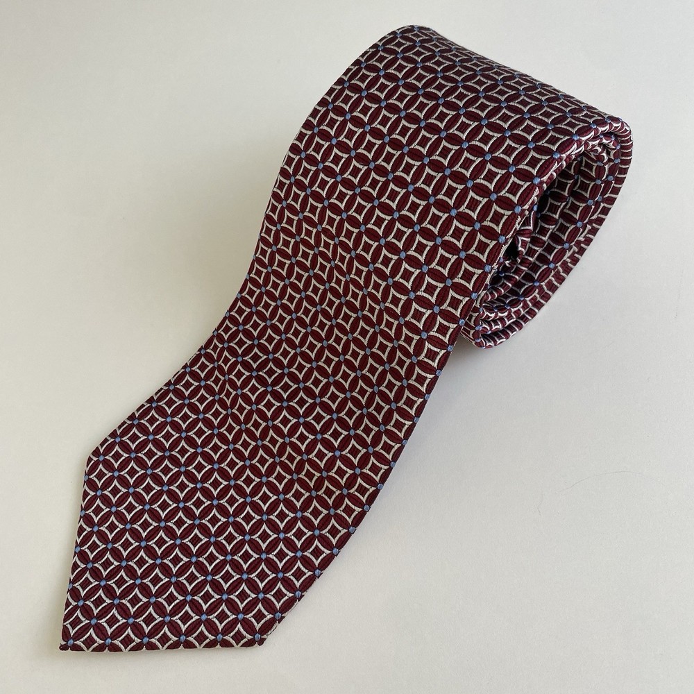 Brooks Brothers 346 Men's Silk Tie Geometric Red Blue Silver USA Designer