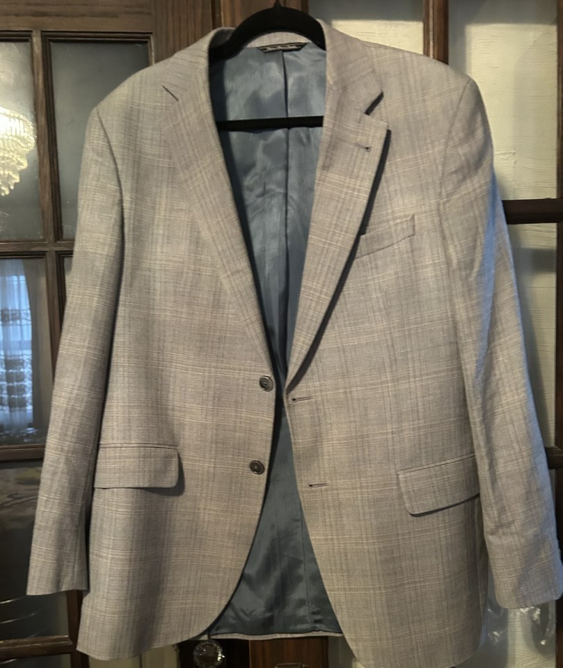Jack Victor Montréal 42R Gray Luxury Plaid Wool and Silk Blazer Canada