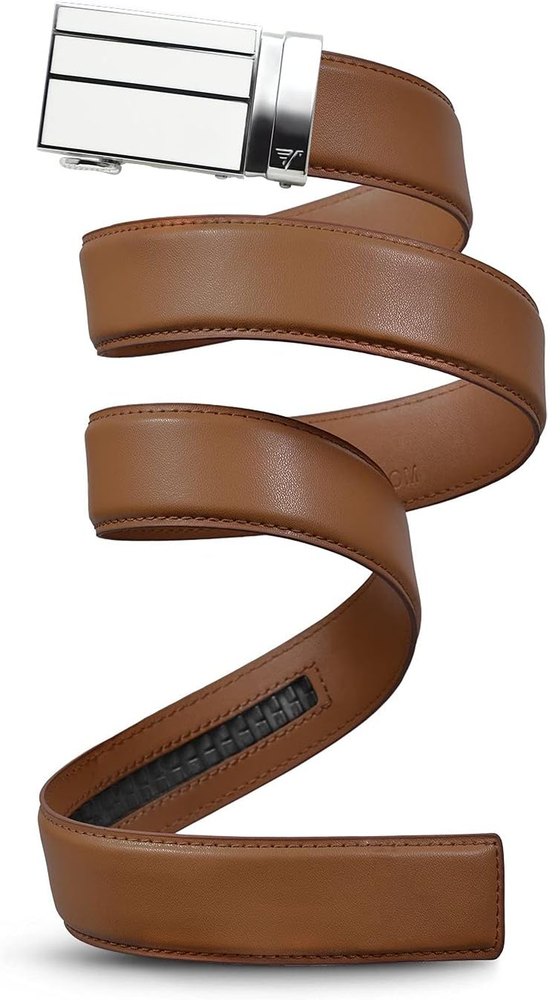 Men's 3Bar Leather Ratchet Belt for Stylish Durability