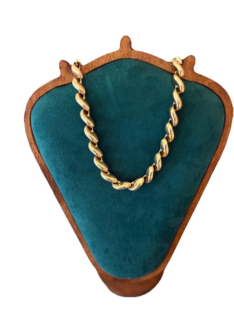 Vintage Gold Tone Chunky Link Necklace Adjustable Statement Choker 18”