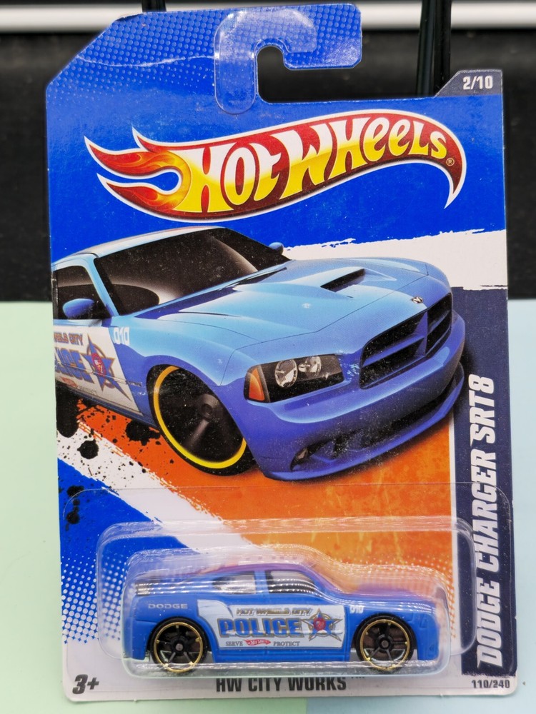 2011 i Hot Wheels DODGE CHARGER SRT8 #110☆blue;gold rim oh5 POLICE ☆City Works