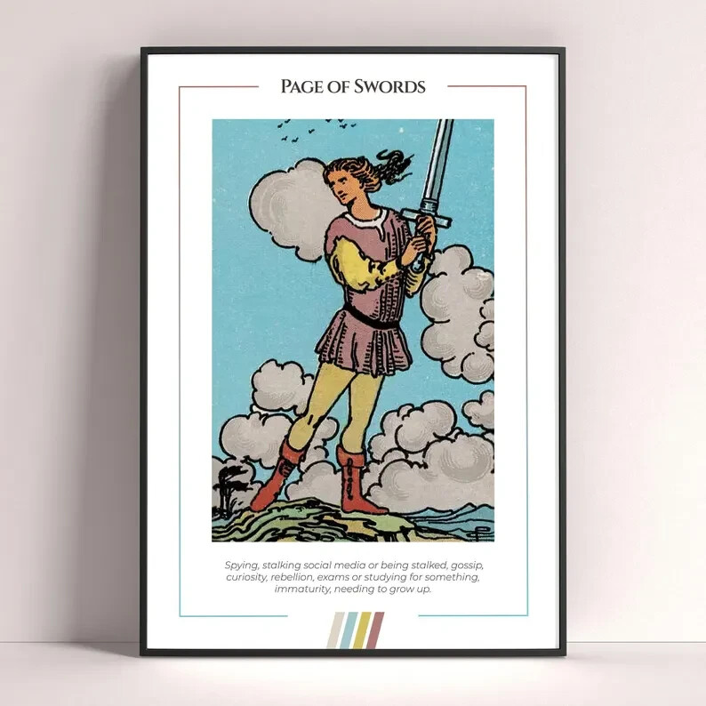 Page of Swords Tarot Card Art Print Digital Download