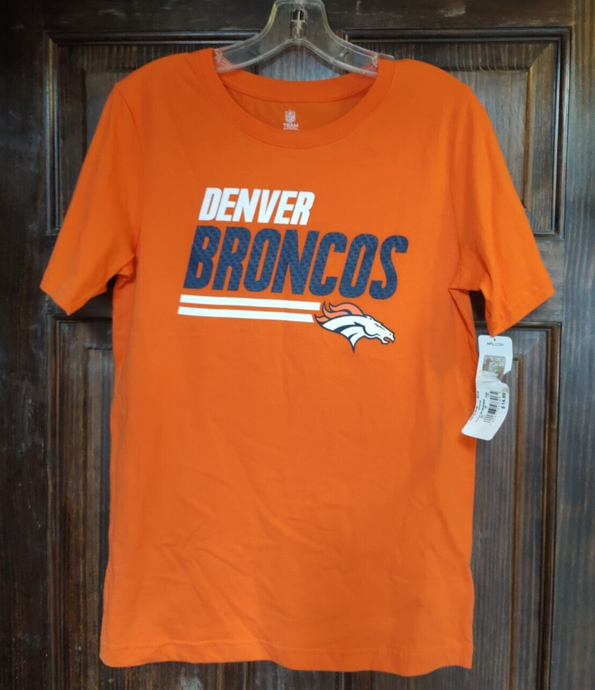 Camiseta de vestir del equipo de fútbol americano NFL con logotipo naranja de los Denver Broncos talla XL juvenil
