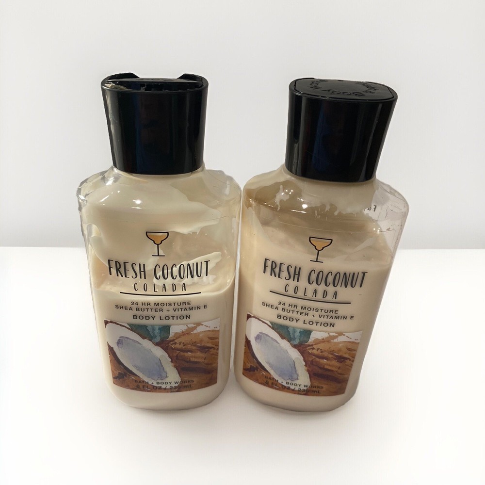 2 BATH & BODY WORKS FRESH COCONUT COLADA 24 HR MOISTURE BODY LOTION 8 FL OZ