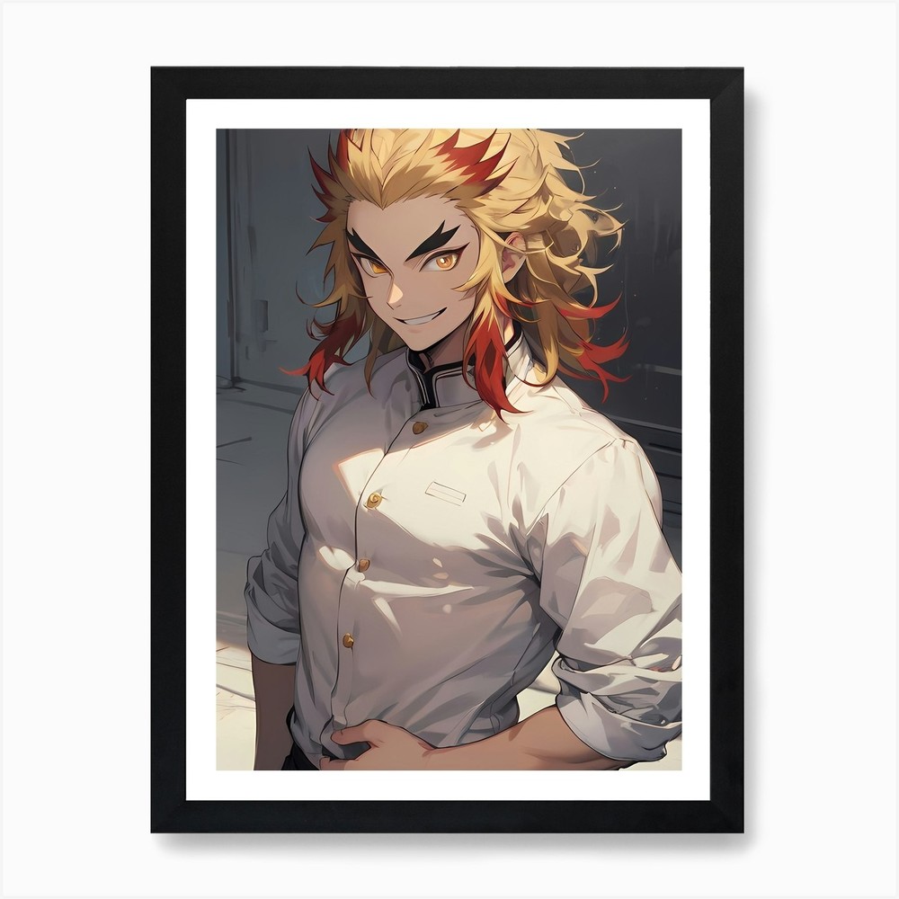 Demon Slayer Kyojuro Rengoku (36) 1 Framed Wall Art Poster Canvas Print Picture