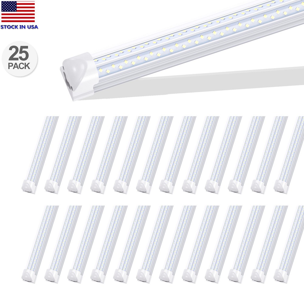 25Pack 120W 8 Foot Led Shop Light Fixture 8FT T8 Integration Led Tube Light 8'