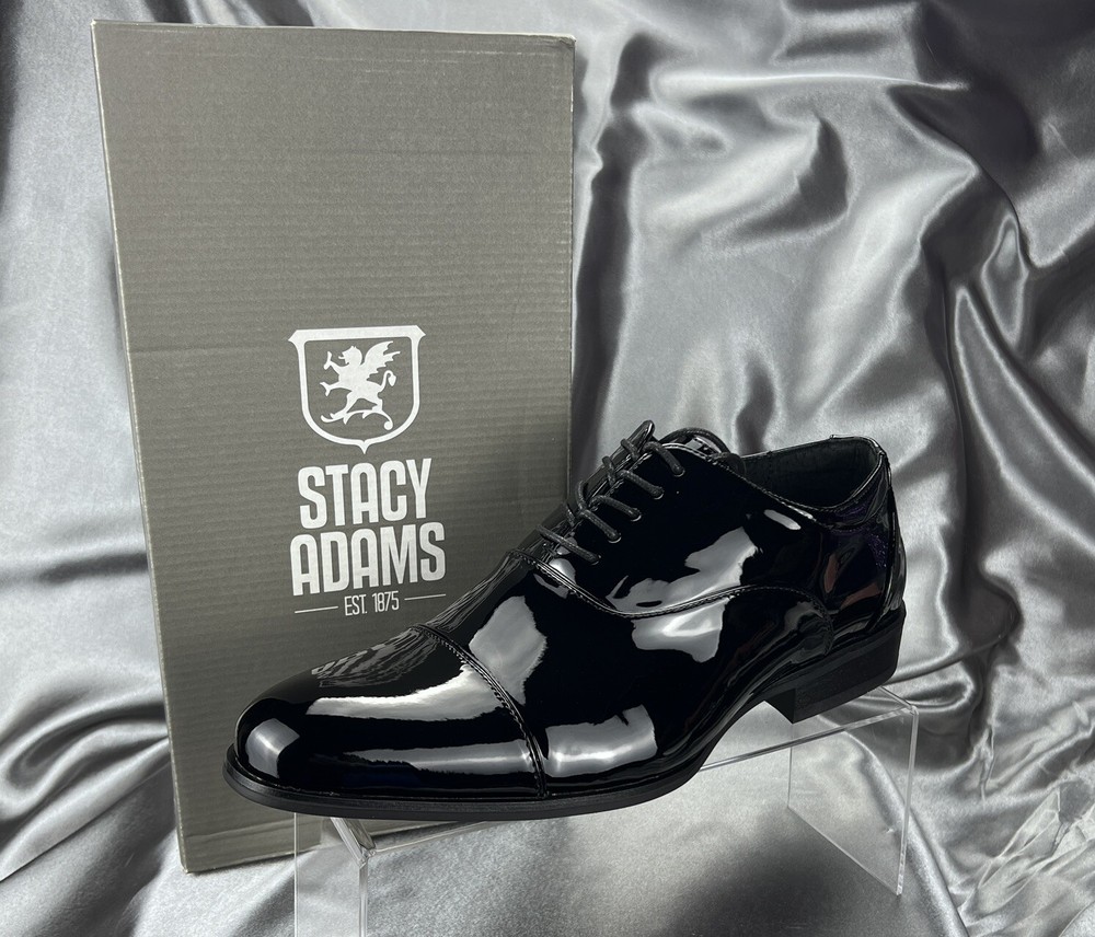 Stacy Adams Mens 9 Wide Gala Tuxedo Shoes Black Patent Leather 24998-004 Wedding