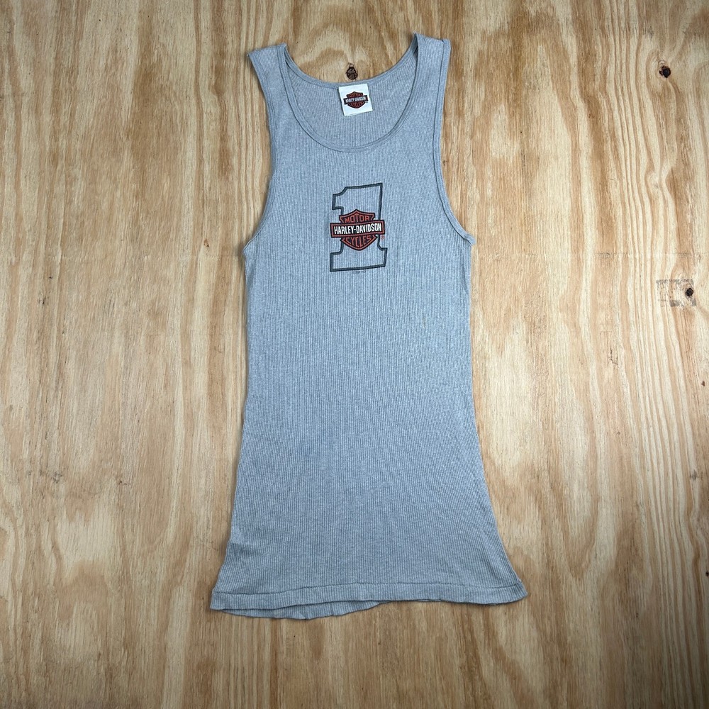 Vintage Harley-Davidson  Mike's Famous Women's Ribbed Tank Top Size XS Gray