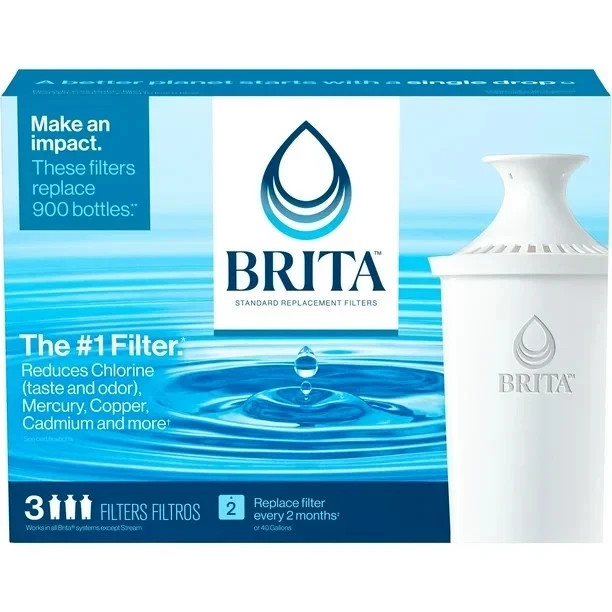 Brita Standard Water Filter, Replacement Filters for Pitchers and Dispensers, 3