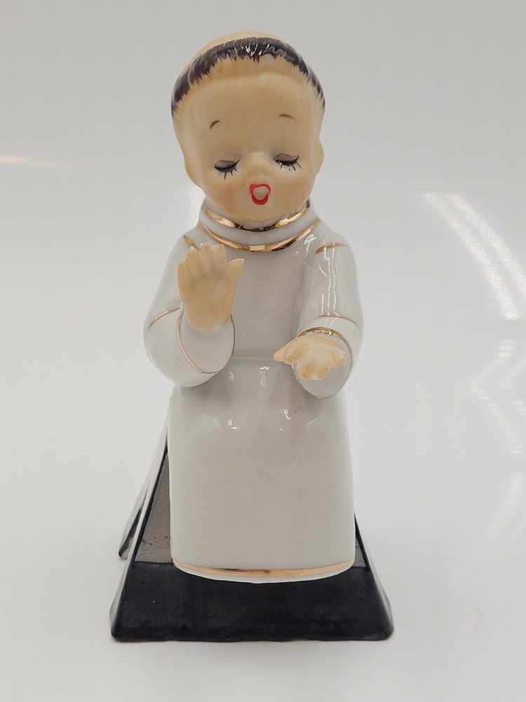 MCM Monk Child Figuine Japan Vintage Porcelain 1950's Vintage Kitchy 5 Inch Tall