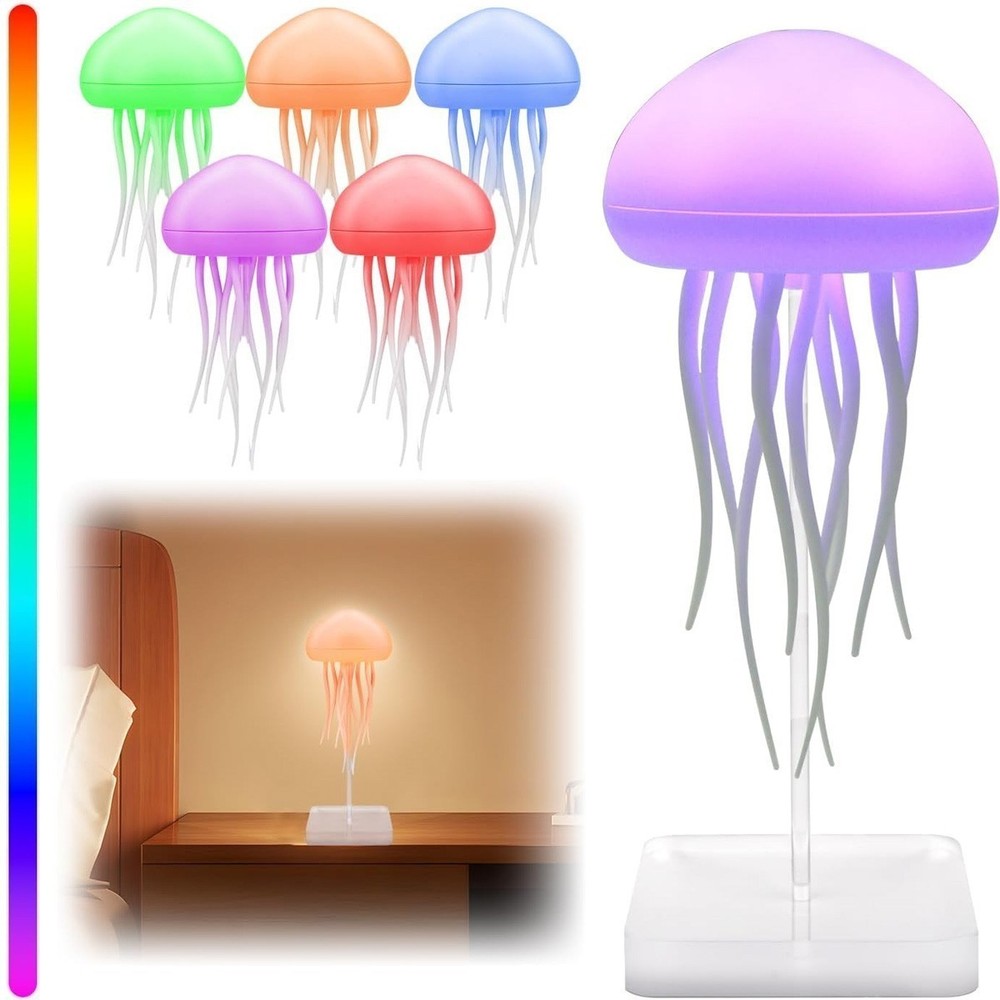 Jellyfish Night Light Hanging LED RGB Touch Control Rechargeable Lamp Gift