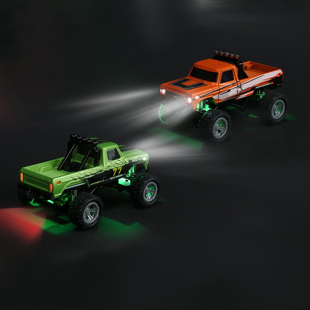 Mini RC Monster Truck USBC Rechargeable Underflow with Trailer,1:64 Scale AlloiM
