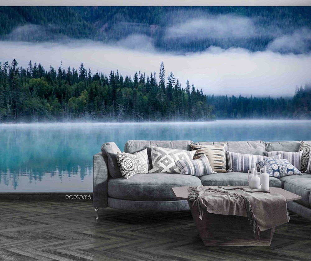 3D Sky Forest Lake Landscape Wall Murals Wallpaper Murals Wall Sticker