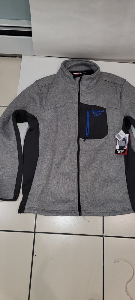 Reebok Light Weight Fleece Jacket Size XLarge Grey Black NWT