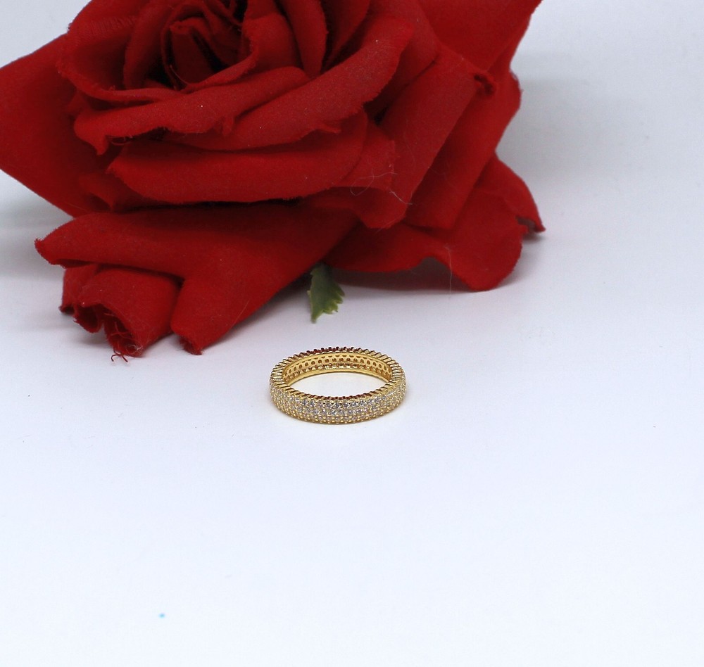 NWT JTV Sterling Silver Vermeil CZ Eternity Band Ring Size 8 3.09g  CAT RESCUE